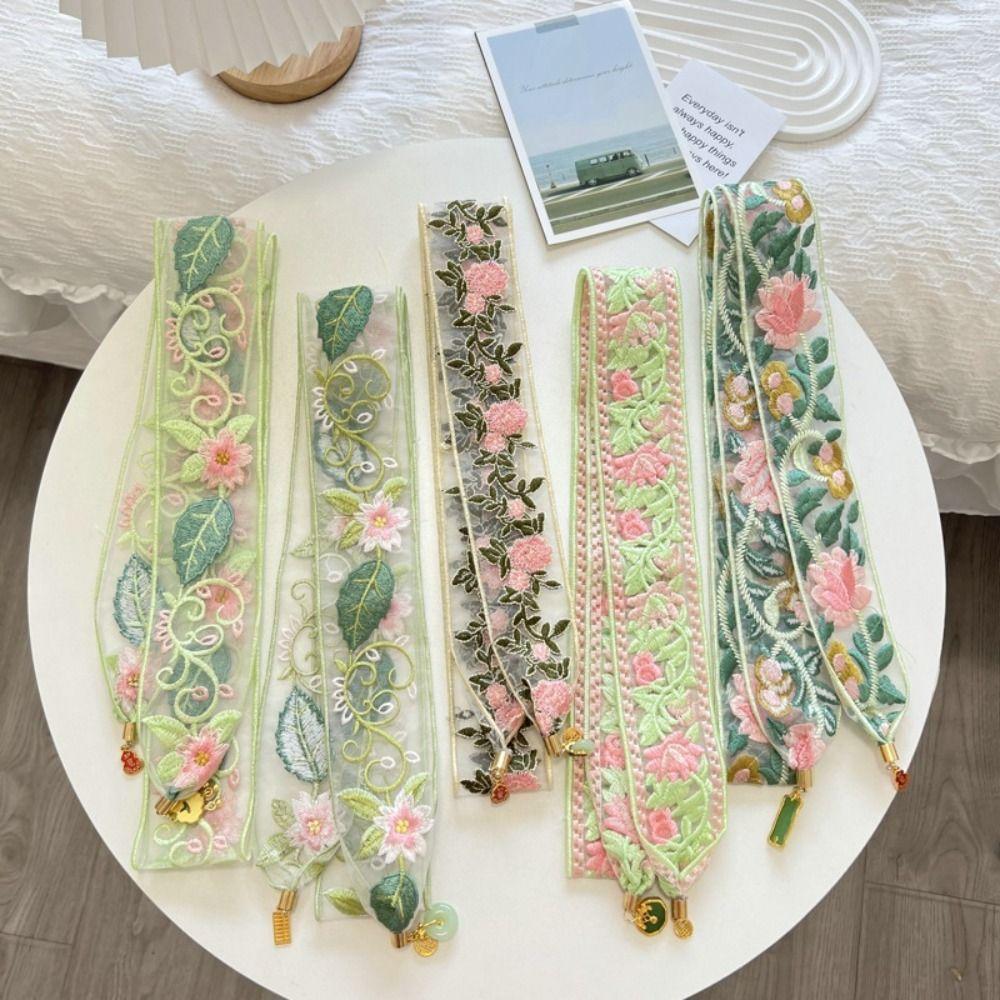 Sweet Embroidered Lace Scarf Printed Narrow Long Scarves Floral Scarf  Sun Hat Trim Decoration