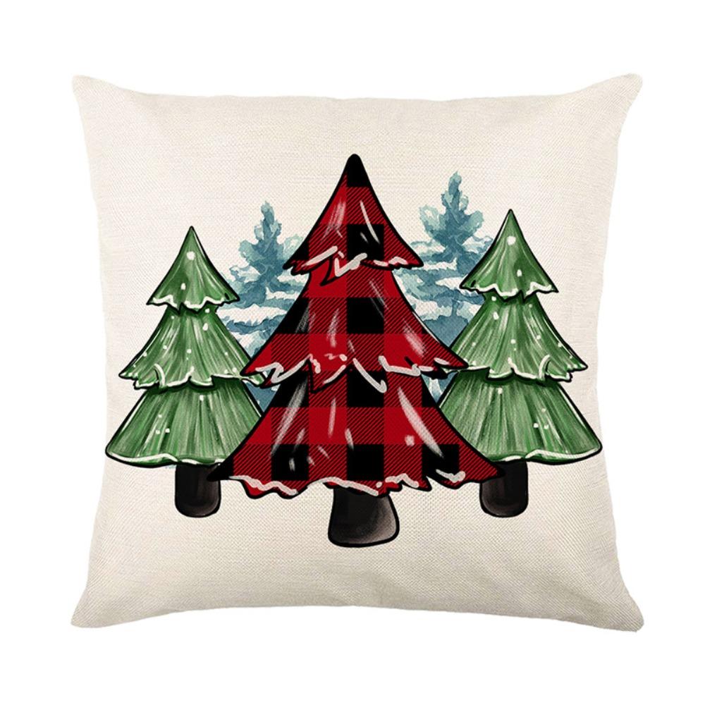 New 4545cm Christmas Throw Pillow Cover Linen Removable Pillow Cover Soft Christmas Tree Pillowcase Home Decoration 940₽