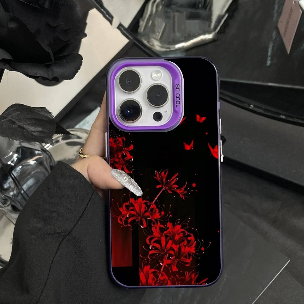 Rote Spinnenlilie Handyhülle Für iPhone 16,15,14,17,13,12,11,XS,Mini,Pro,SE,MAX Lila Mat Silikonhülle