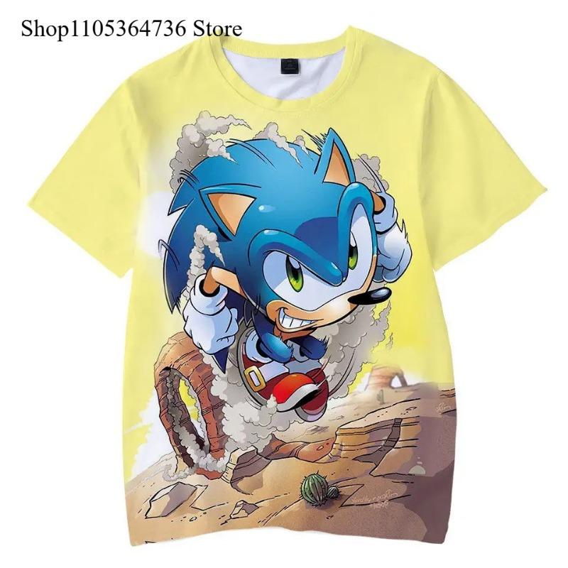 3D Clothing T-shirt, Sonic The Hedgehog Cartoon Character Printed Half-sleeved Summer Children s Clothing 110
