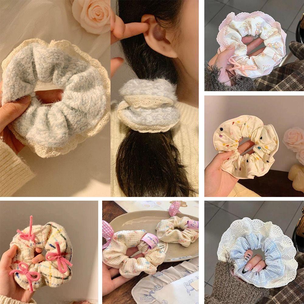 Cloth Rubber Bands Hair Ties Sweet Flower Hair Accessories Portable Sweet Flower Hair Band  Girls