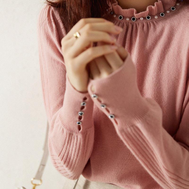 DAFIFY Damemote Uformelt Høst Vinter Ensfarget Print Langermet O-hals gensere