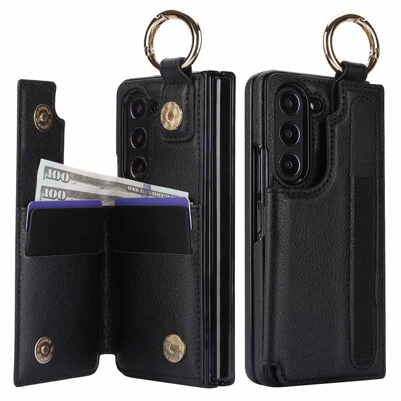 PU Leather Flip Phone Case With Card Holder Magnetic Clasp S Pen Holder PU Leather Phone Wallet Case for Galaxy Z Fold 7 6 5 Opp Bag