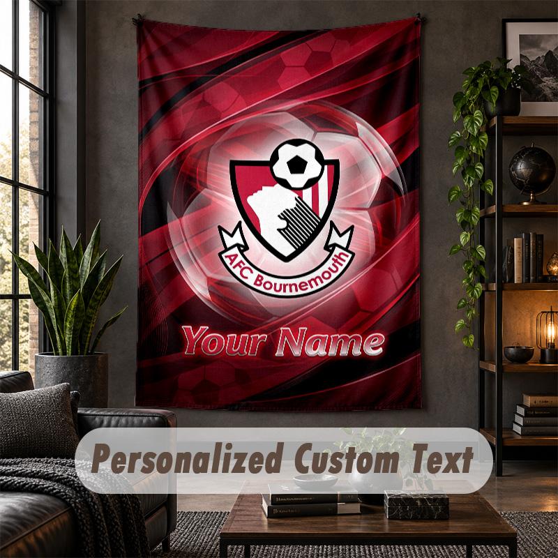 Wall Tapestry Bournemouth Football Print Custom Name Text Wall Hanging Home Decor