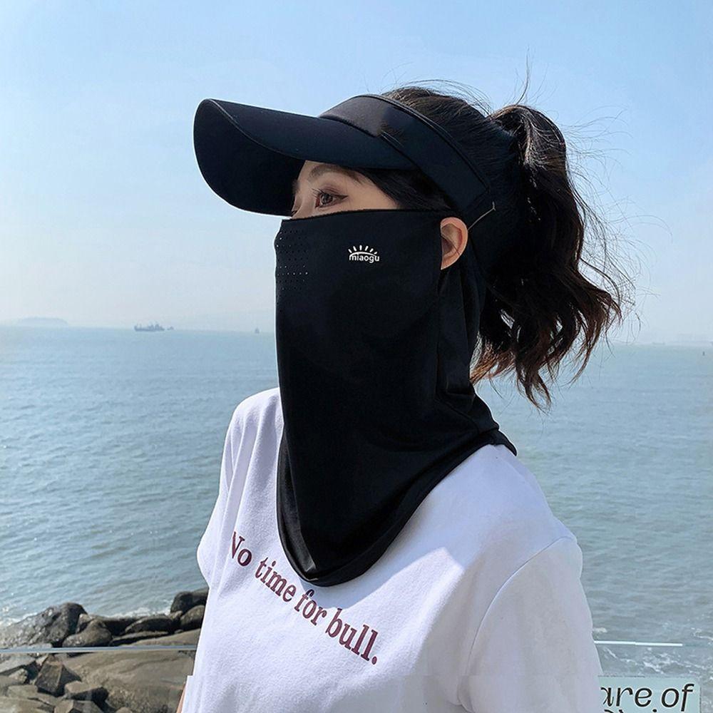 Letter Ice Silk Sunscreen Mask Sun Protection Neckline Face Cover Summer Face Veil  Female/Male