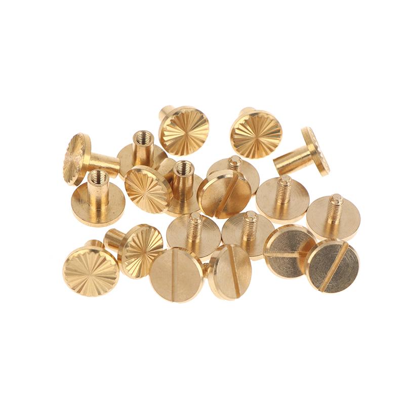 New! 10pcs Solid Brass Binding Chicago Screws Belt Screw Nail Stud Rivets For Photo Album Leather Craft Belt Wallet Fasteners