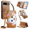 Cute Cat Crossbody Long Lanyard Flip Wallet Leather Case for Google Pixel 11 Pro XL 10Pro 9a 8a 7a 6a Shockproof Stand Cover