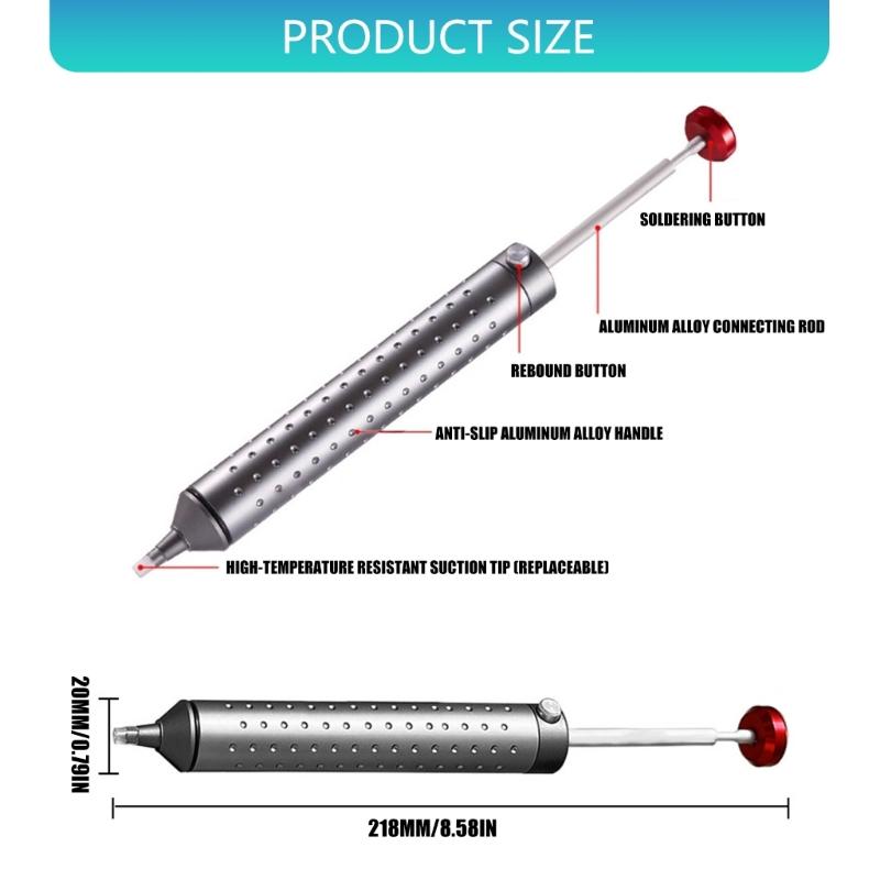 Sturdy Aluminum Alloy Solder Sucker with Powerful Vacuum Handheld Tool for Quick Desoldering in Electronics Projects