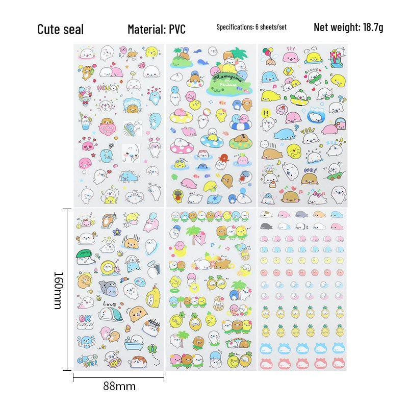 Korean Cartoon Animal Transparent PVC Stickers for Diaries and Baby Growth Journals