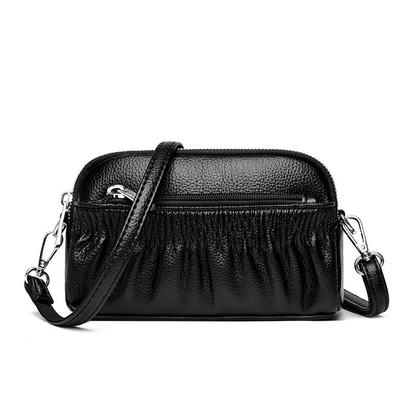 Modische Single-Shoulder Crossbody Clutch Weiches Leder Plissiert Retro Wolke Mama Tasche