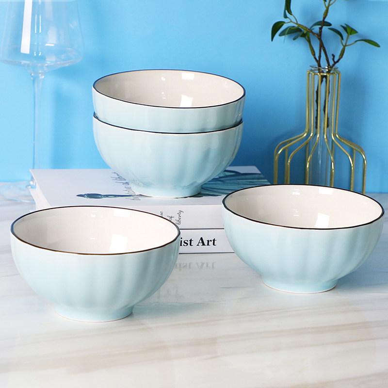 Set of 4 Large Japanese-Style Pumpkin Cartoon Noodle Bowls - Cute & Personalized Tableware