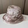 Female summer breathable bucket hat in the elderly mother organza flower pot hat sunscreen sun hat cool hat