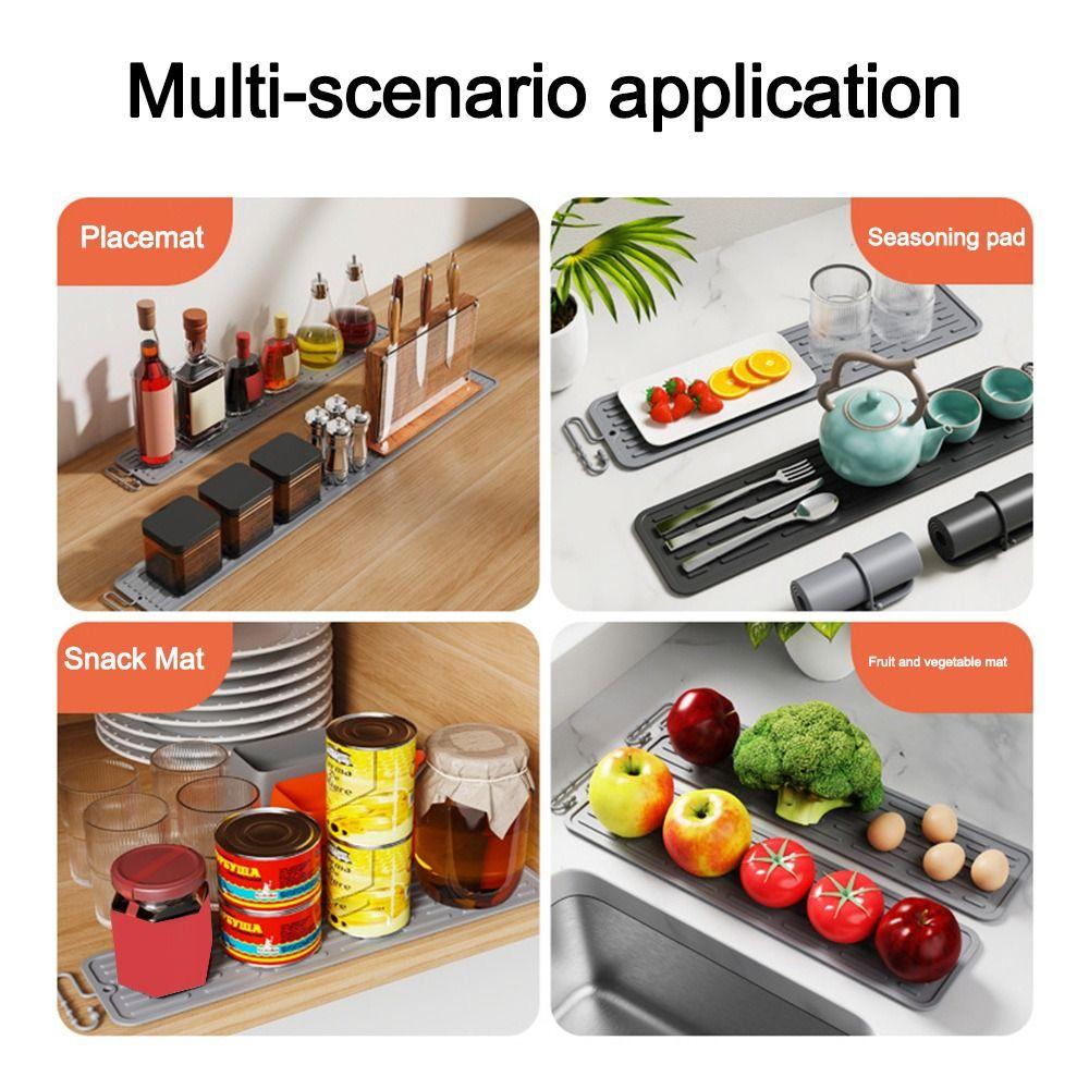 Multifunctional Silicone Drain Pad Washable Dish Drying Pads Long Non-slip Mat  for Kitchen Gadgets