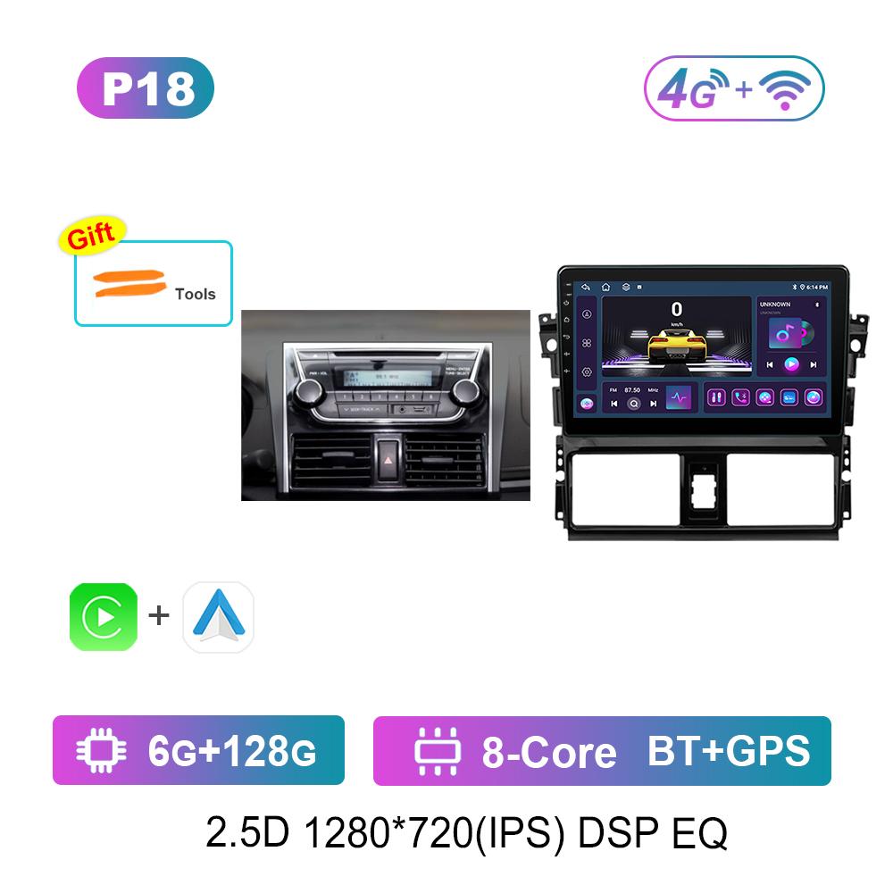 For TOYOTA VIOS YARIS 2013 - 2016 Android System Car Video Multimedia Player GPS 10 '' IPS Screen 4G Bluetooth WiFi Auto Tools