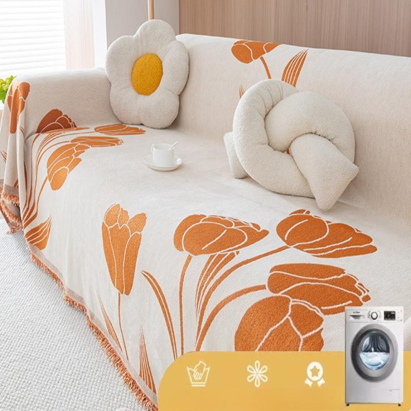 2026 Chenier Full Cover Sofa Towel Four Seasons Universal Tulip Premium Tassel Sofa Cover Towel Anti Cat Scratching Sofa Cover