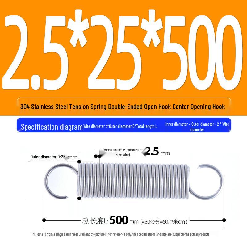 Arc de extensie din oțel inoxidabil 304 de 500 mm cu cârlige deschise și inel cu buclă dublă, personalizabil.