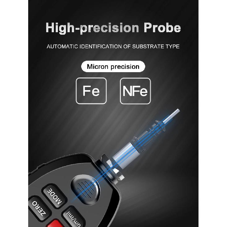 R&D TC100 Coating Thickness Gauge 0.1micron/0-1300 Car Paint Film Thickness Tester Measuring FE/NFE Russian Manual Paint Tool
