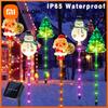 1Set of Solar Santa Claus&Christmas Tree and Elk 6 In 1 Lawn Lights Outdoor Garden Solar Lawn Lights For Lawn Yard Holiday Decor