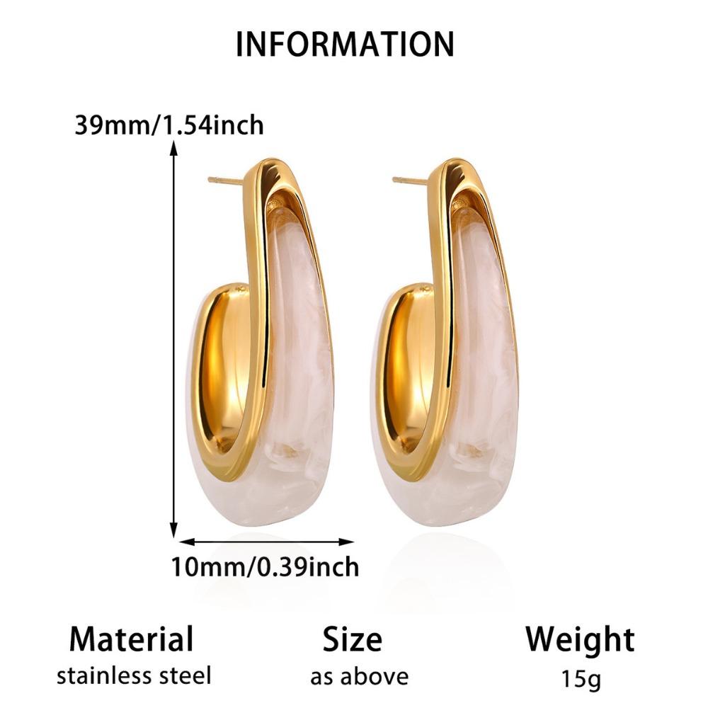 Stainless Steel Resin Amber Earrings Lightweight Hypoallergenic Acrylic Teardrop Earrings Translucent Drop Hoops Translucent