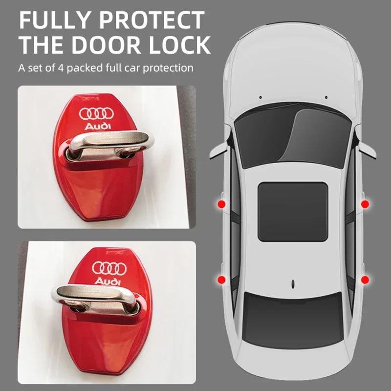 2026 4Pcs Car Door Lock Decoration Protection Cover Emblem Case for 4YGYE A4 A3 A5 A6 A1 A7 A8 Q2 Q3 Q5 Q7 Q8  Accessories Car Styling