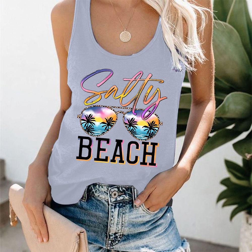 

Женский жилет Beach Eye Print - повседневный топ для путешествий в европейском и американском стиле Extra Large серый