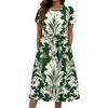 Women's Summer Fashion Round Neck Casual Plant Floral Print Short Sleeve Dress