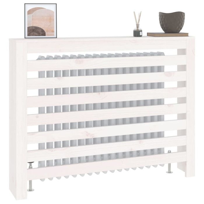 822597 vidaXL Radiator Cover White 108.5x19x84 Cm Solid Pine Wood