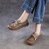 Johnature Retro Hollow-out Breathable Genuine Leather Shoes With Soft Soled Women's Slip-on Shoes