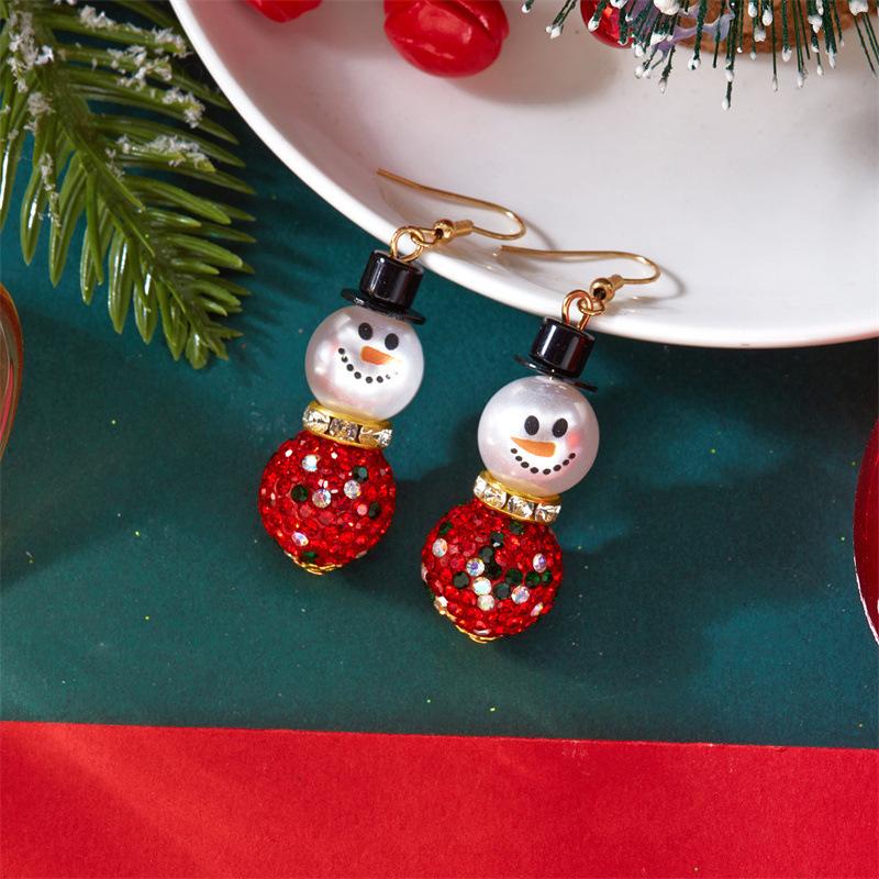 Diamond Hat Snowman Earrings Women, Cute Temperament Versatile Earrings Gift