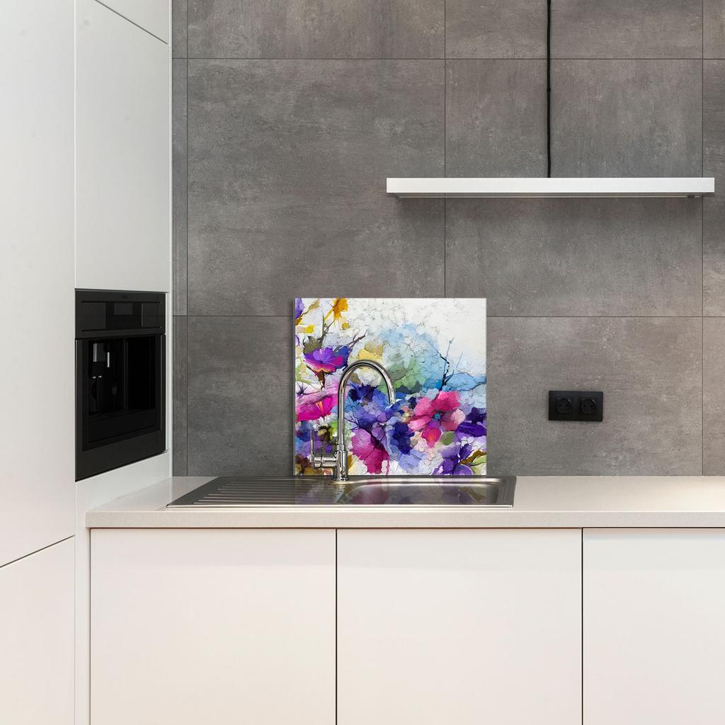 GLASPANEL FÜR DIE KÜCHE 65x60 Blumen