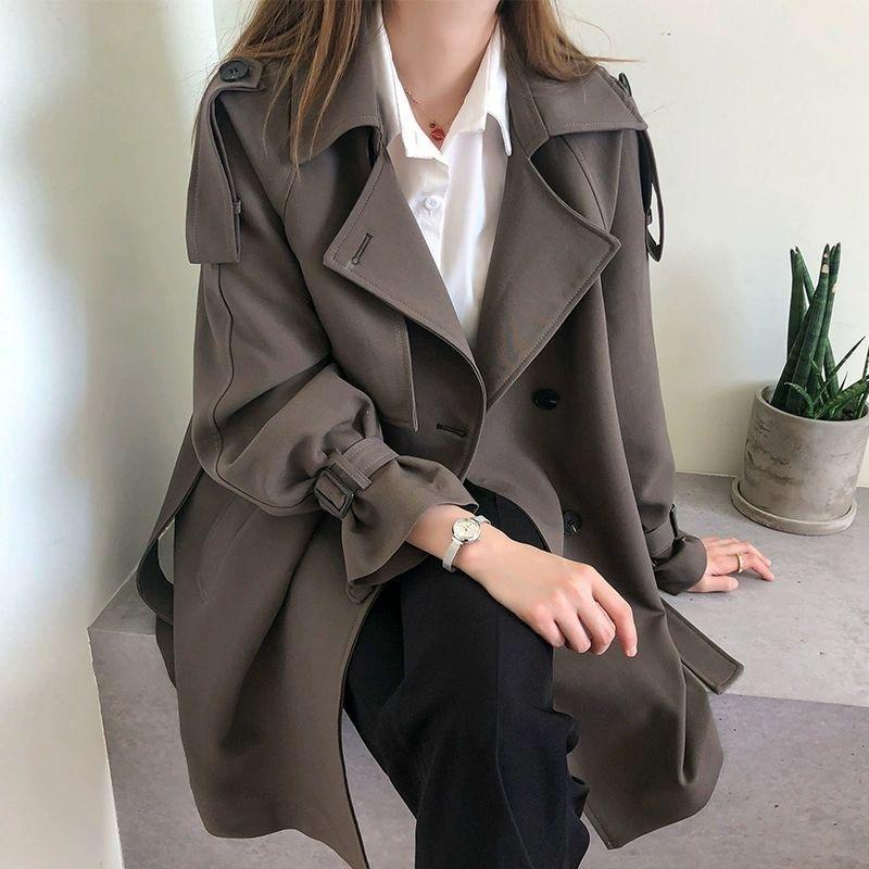 Womens Oversized Trench Coat 2026 Plus Size A-Line Longline Outerwear Chic Office Lady Style