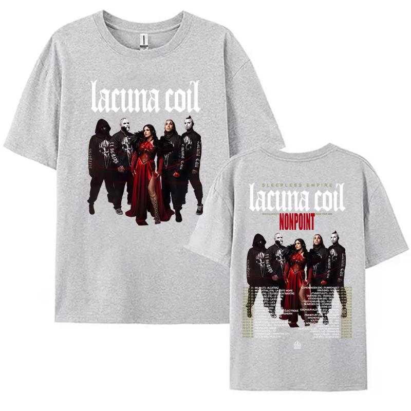 Lacuna Coil Sleepless Empire Tour 2025 Summer Short Sleeved Cotton Fashion Printed Loose Casual Mens Womens Tshirt Street M
