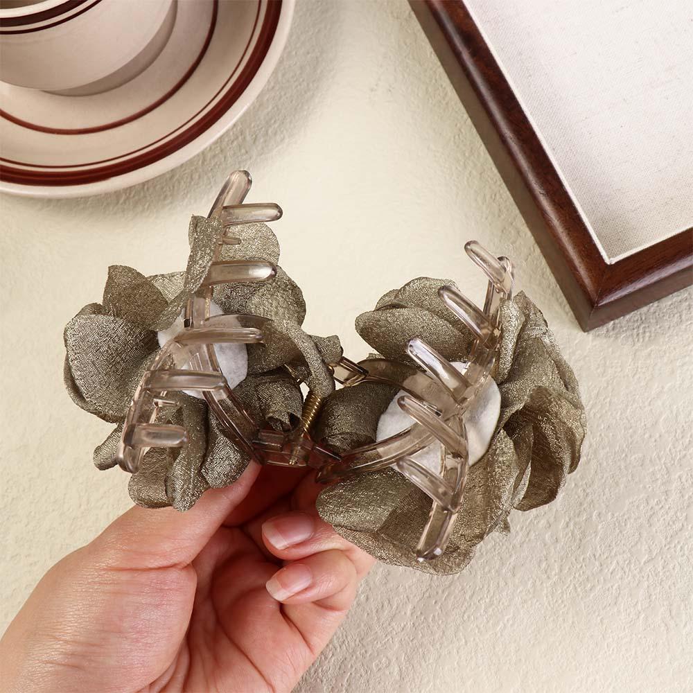 Korean Style Rose Shark Clip Cloth Flower Claw Clip Creative Simulation Flower Hair Claw  Women