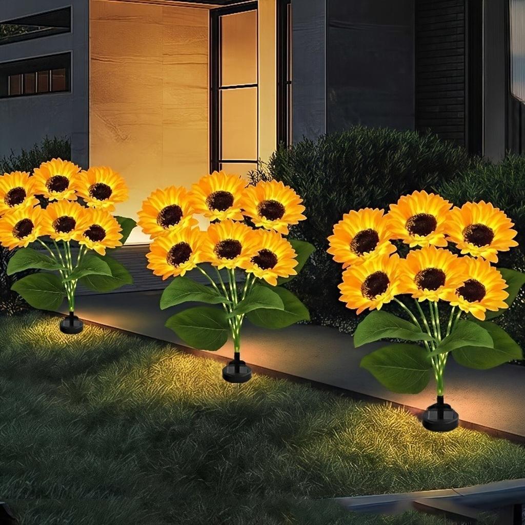 6 Sunflower Solar Garden Lights - Solar Flower String Lights