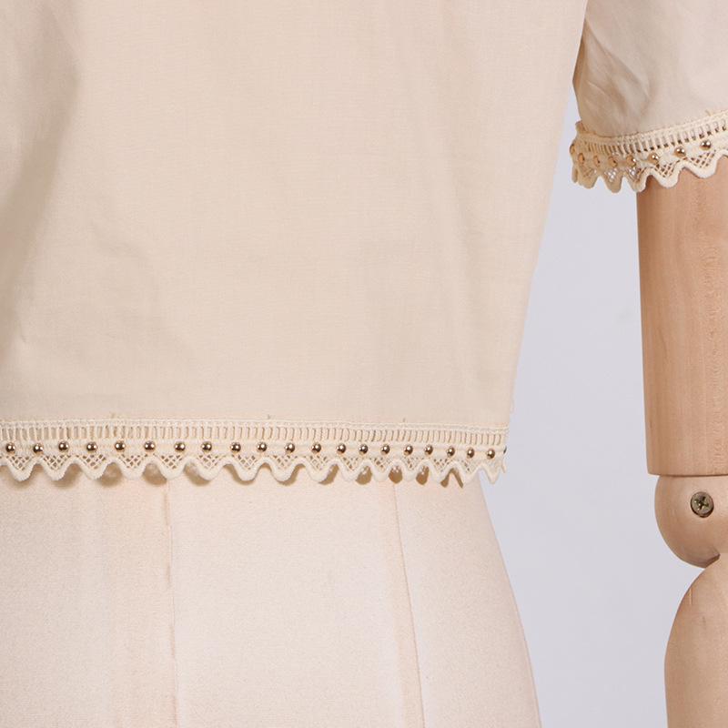 2025 Chic Two-Piece Set: Embroidered Stand-Up Collar Blouse & Long Skirt