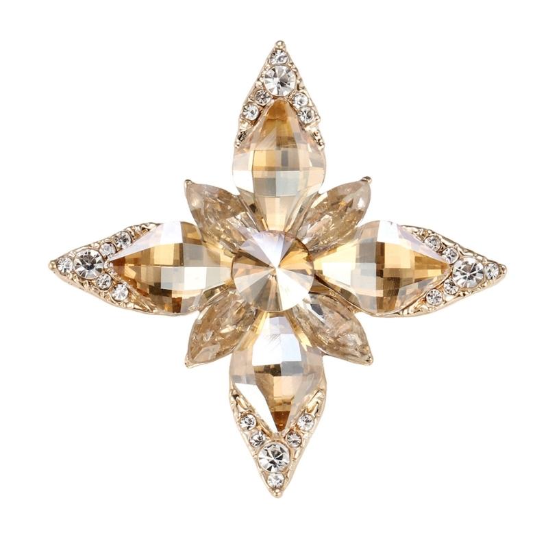 

Elegant Octagram Rhinestones Flower Brooch With Zinc Alloy Base For Formal Event And Daily Wear