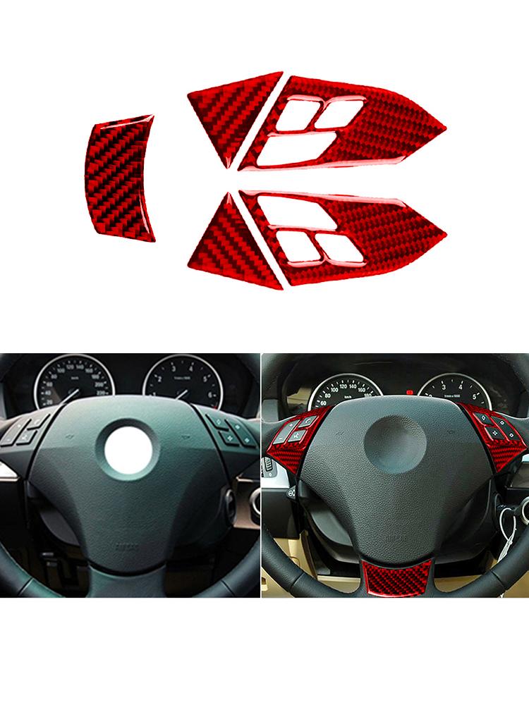 Panneau de Boutons de Volant de Voiture en Fibre de Carbone Cadre de Garniture Autocollants Pour BMW Série 5 E60 2005-2011 Accessoires de Style