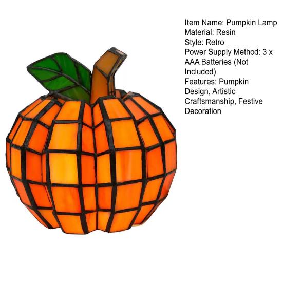 Stained Glass Pumpkin Lantern Handmade Halloween Pumpkin Lamp Starry Night Glass Decor Indoor Fall