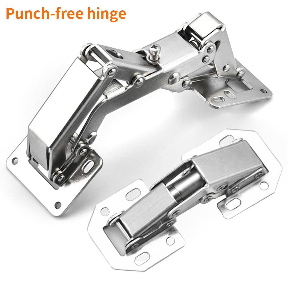 Cabinet Hinge Door Hinge Plated Free-Punching Soft Closing Kitchen Cupboard Damper Buffer Furniture Hardware