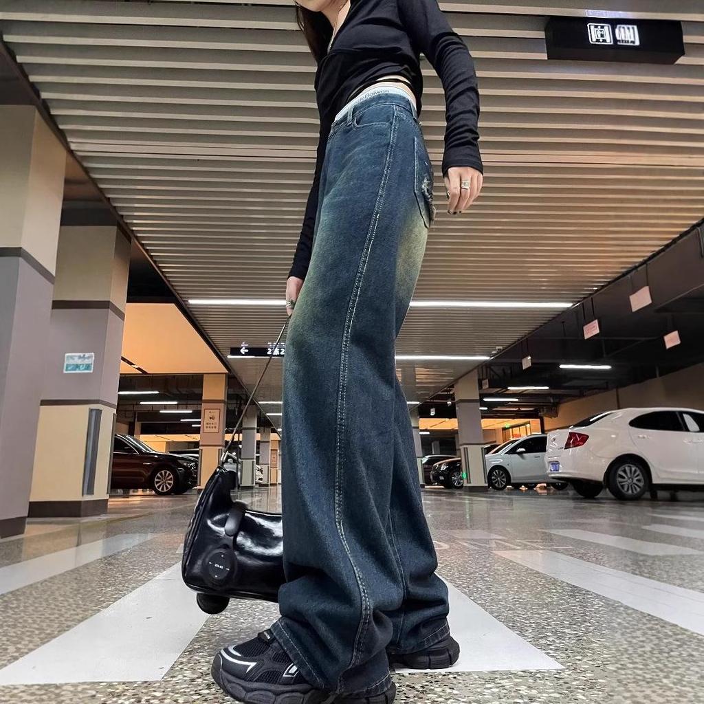 Women's American Retro High Waist Wide Leg Jeans - New Spring/Autumn 2025, Plus Size Slimming Loose Fit