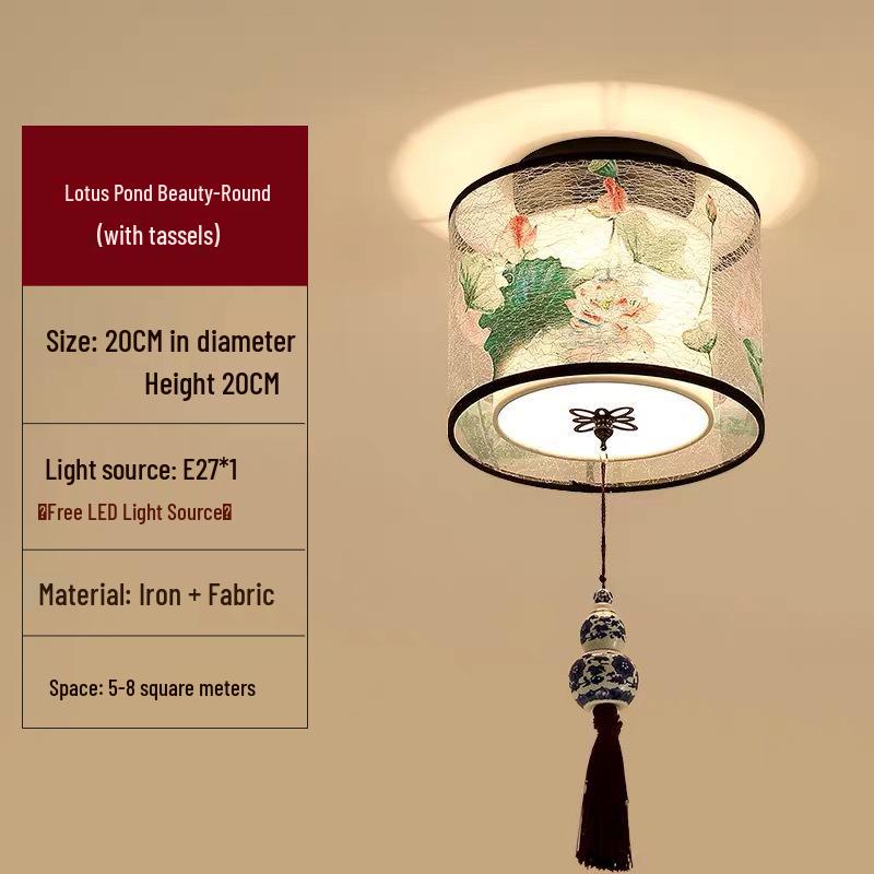 LED Ceiling Light for Balcony, Hallway, or Bedroom - New Chinese Style Small Pendant Light