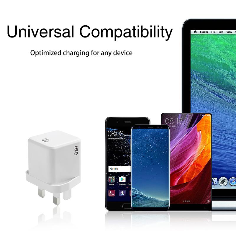 Type C ABS Mobile Phone High Speed PC UK GaN Tech PD UKPD30WGaN Single Port Charger