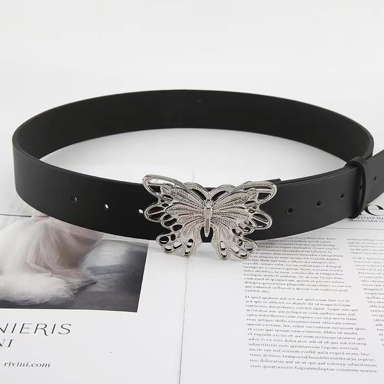Wide Waist Seal Butterfly Spice Girl Premium Sense Wide Belt Ladies Wind Belt Black Decorative Jeans Belt