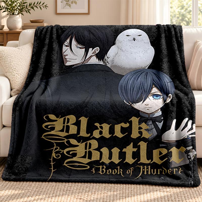 Black Butler blanket Flannel Blanket Soft Cozy Plush Throw for Sofa Bed Lightweight Home Decoration Outdoor camping