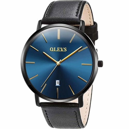 

OLEVS Men s Watch, Stylish Ultra-Thin Leather Strap, Quartz Movement, Analog, Date Display, for Men