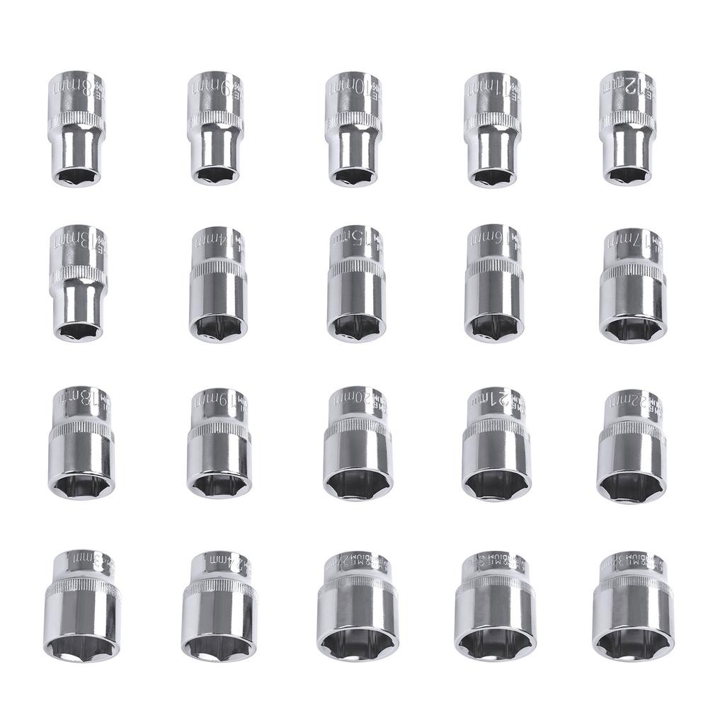 Hex Short Socket Head 1/2 Inch Drive Anti-rust Ratchet Wrench Sockets 8-36mm Hexagonal Socket for Car Repair Hand Tools