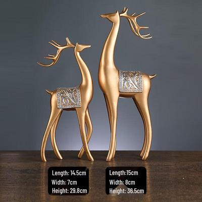 TLAKEHO Golden Pair of Deer Home Decor Ornament