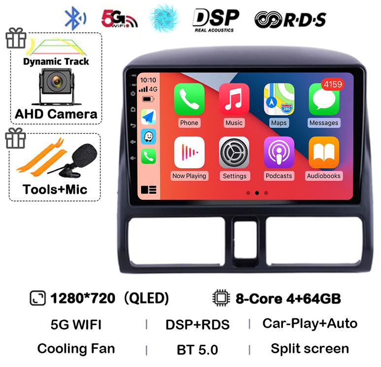 Android 14 Carplay Auto Car Radio For Honda CR-V CRV 2 2001-2006 Stereo GPS Multimedia Video Player WIFI+4G Head Unit Audio DSP