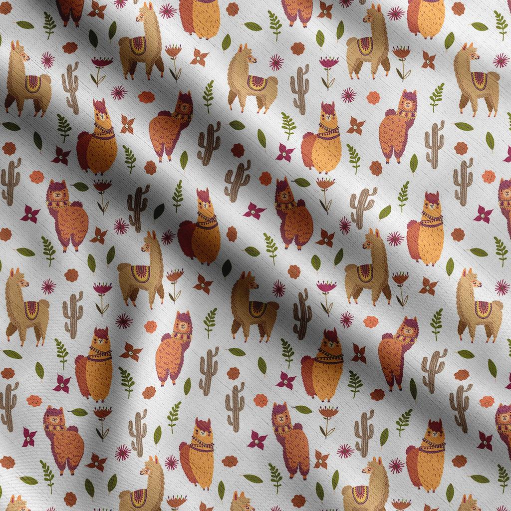 Soimoi Llama Alpaca Print,  Cotton Cambric, Quilting Fabric Sold by The Yard 42 Inch Wide, Medium Weight Cotton Fabric, Sewing  Supplies,