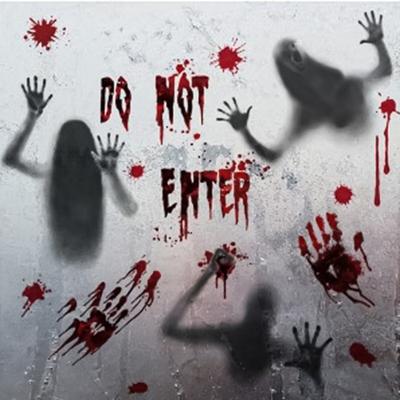 Halloween PVC Glass Window Static Sticker Horror Ghost Shadow And Bloody Hand Sticker Halloween Party Decoration